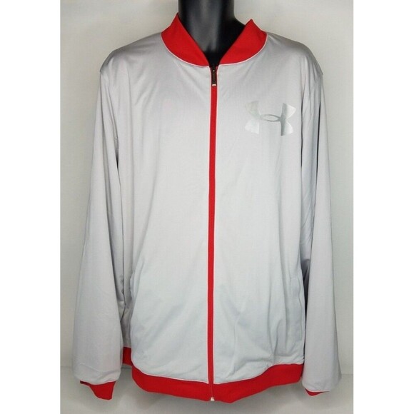 Under Armour Track Jacket Mens 2XL Reversible Red Gray Cold Gear Performance - Picture 4 of 5